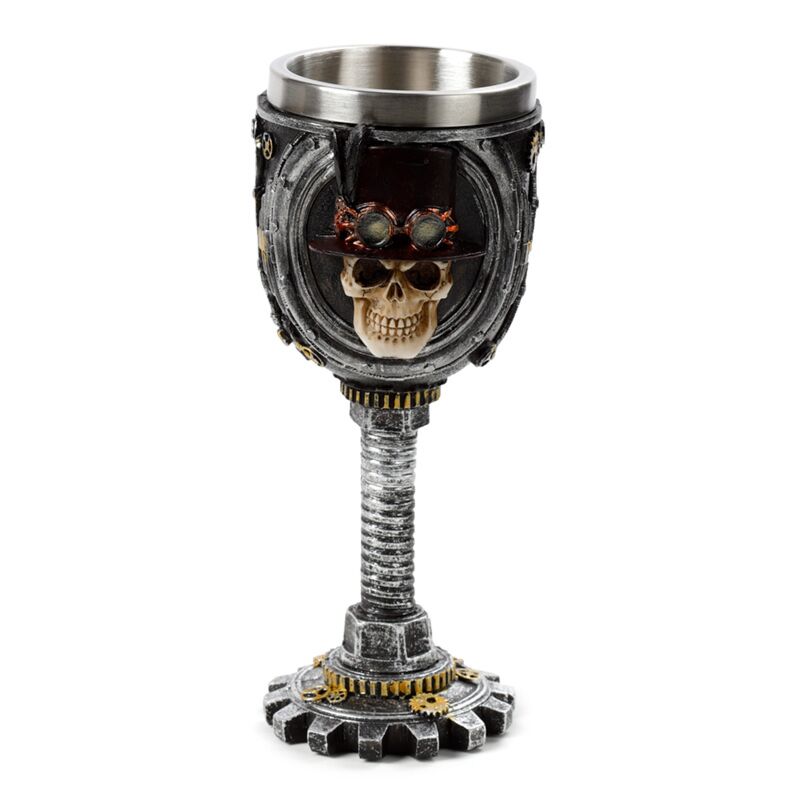 Steampunk skull decorative chalice