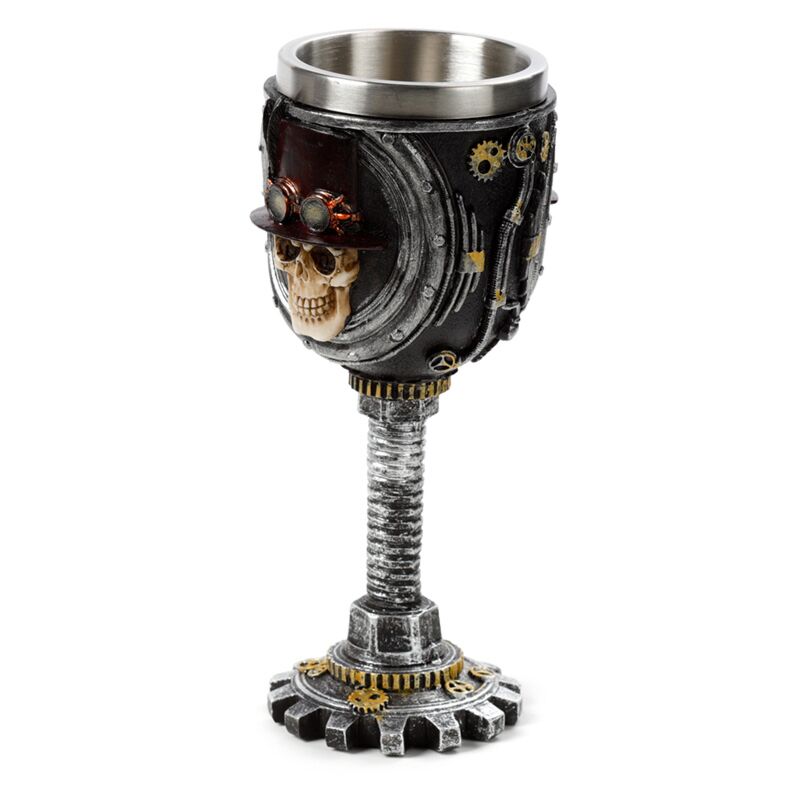 Steampunk skull decorative chalice