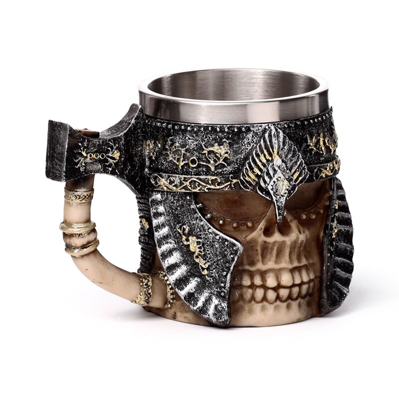 Ax handle armed skull decorative tankard
