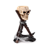 Skull with scythe tripod tealight holder
