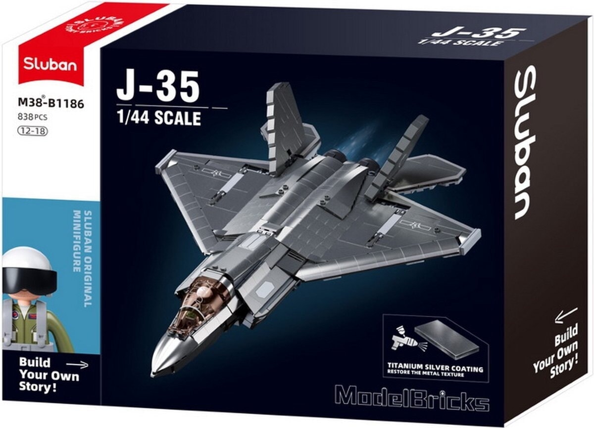 Sluban j-35s stealth aircraft metal coating version (m38-b1186)