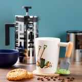 Garden shovel - shaped handle ceramic mug