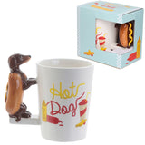 Sausage dog Hot Dog - Formed handle Ceramic mug