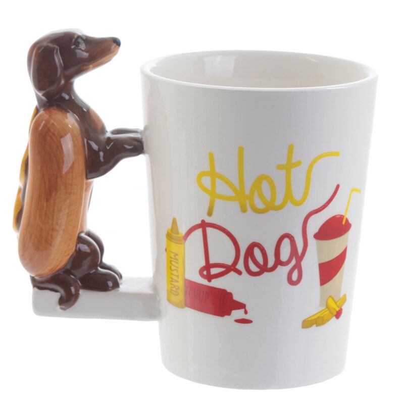 Sausage dog Hot Dog - Formed handle Ceramic mug