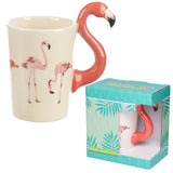Flamingo pink - shaped handle ceramic mug