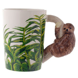 Jungle adventurer sloth - shaped handle ceramic mug