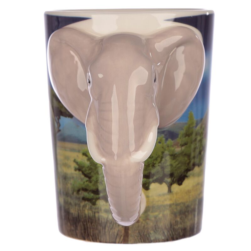 Elephant - shaped handle ceramic mug