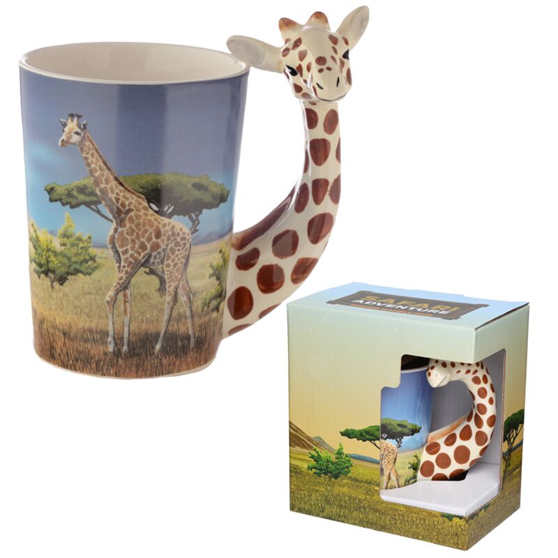 Giraffe - shaped handle ceramic mug