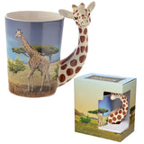 Giraffe - shaped handle ceramic mug