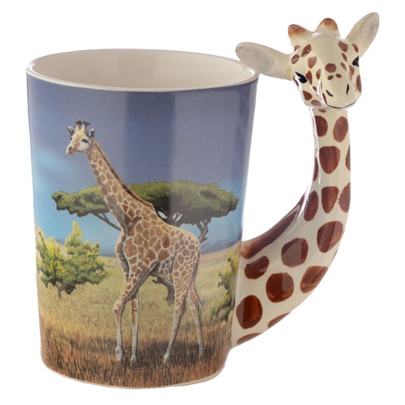 Giraffe - shaped handle ceramic mug