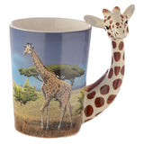 Giraffe - shaped handle ceramic mug