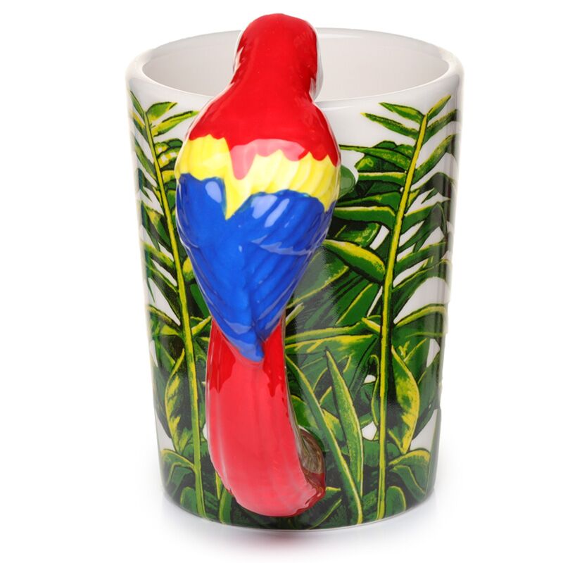 Parrot - shaped handle ceramic mug