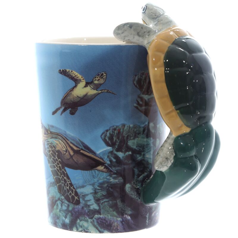 Turtle - formed handle ceramic mug