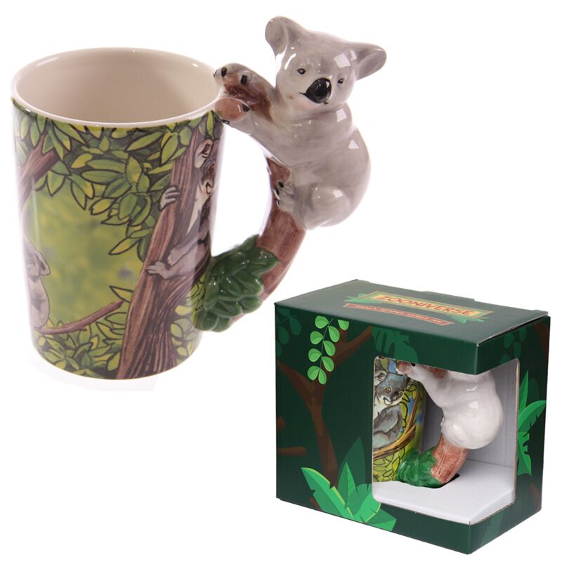 White Koala - Formed Handle Ceramic Mug