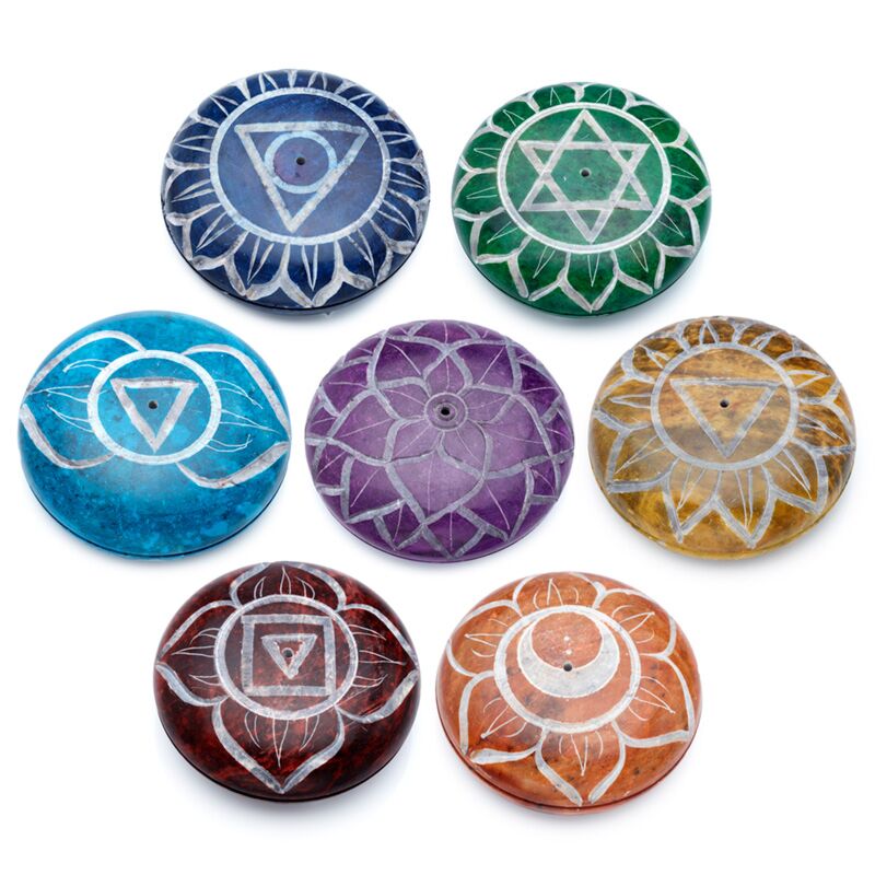 Soap stone chakra stone incense holder