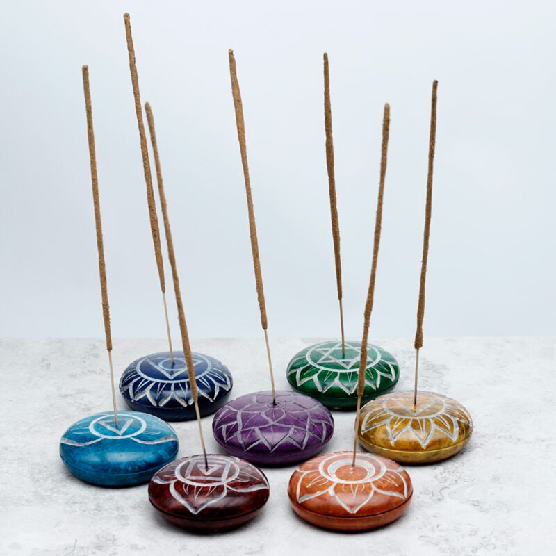 Soap stone chakra stone incense holder