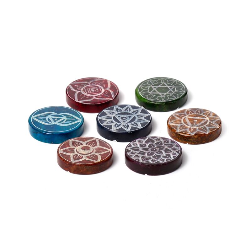 Soap stone chakra round incense sticks holder