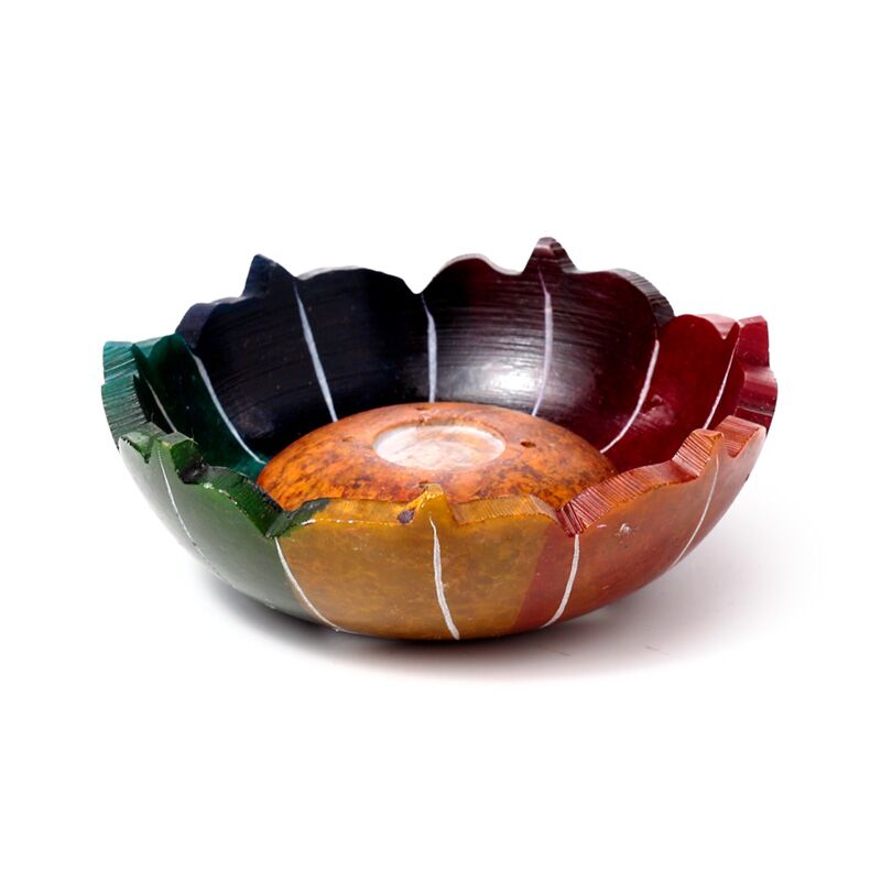 Soap stone chakra lotus incense holder dish