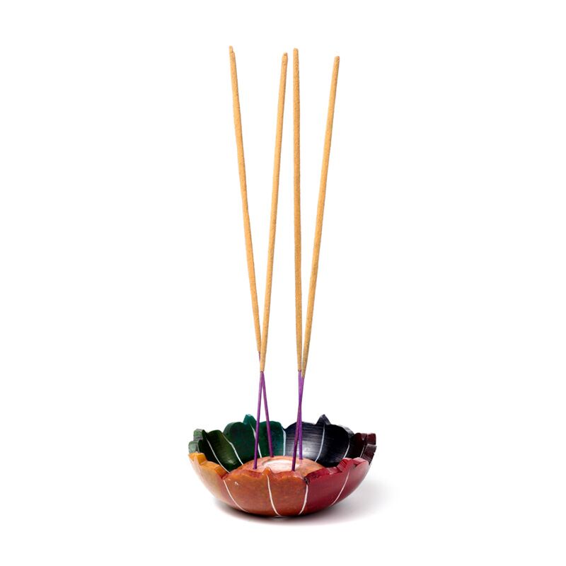 Soap stone chakra lotus incense holder dish