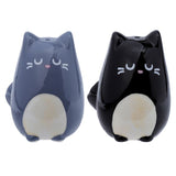 Feline fine cat salt and pepper set black gray