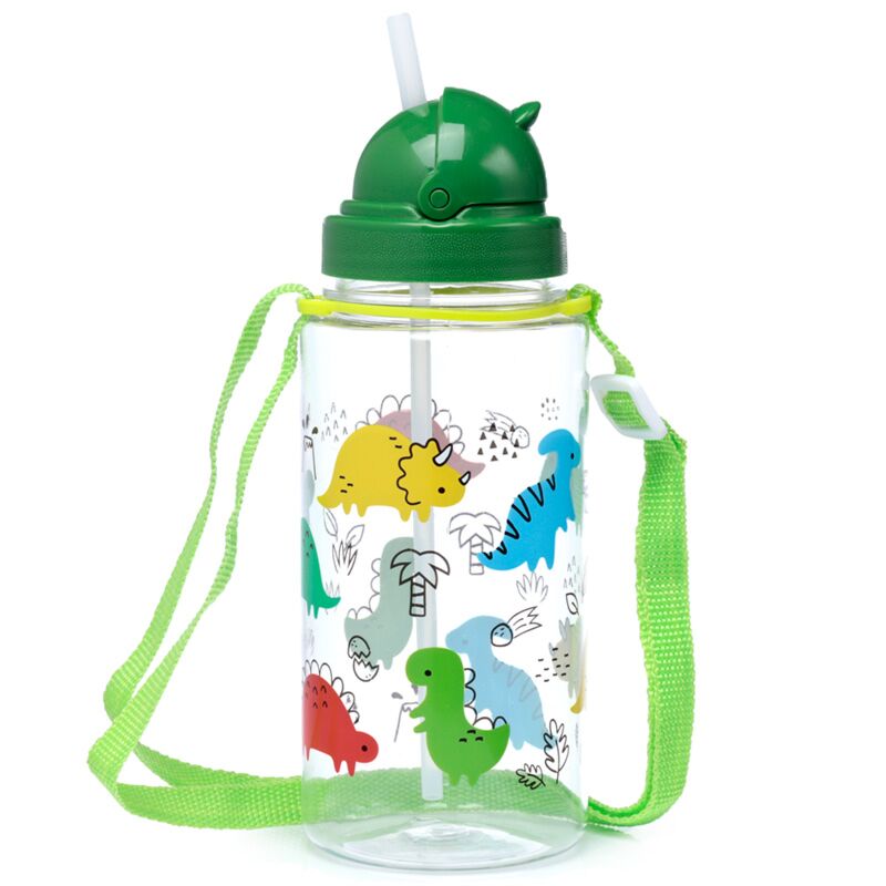 Ecozen borraccia per bambini 450ml cannuccia flip dinosauria jr