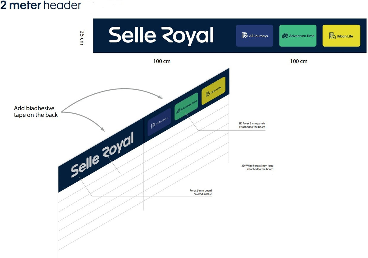 Selle Royal Shelf Board 2 metra z logotipom in linijami izdelkov