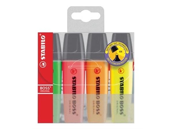 Abi highlighters, neon green, neon orange, neon pink, neon yellow, 4 pieces 1 box