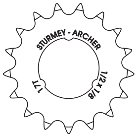 Sturmeyarcher sprocket sturmey archer 17t - 1 8 flat model - chrome