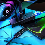 Sharkoon 3 port USB 3.2 Gen 1 Hub en aluminium + Ethernet RJ45