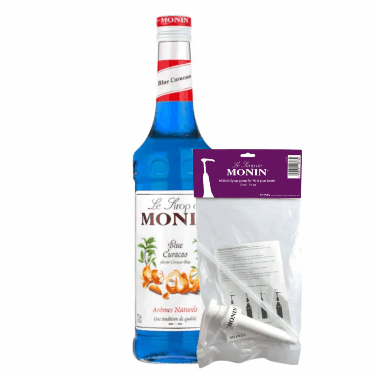 Monin sirope curaçao (70 cl) + bomba de sirope (10ml)