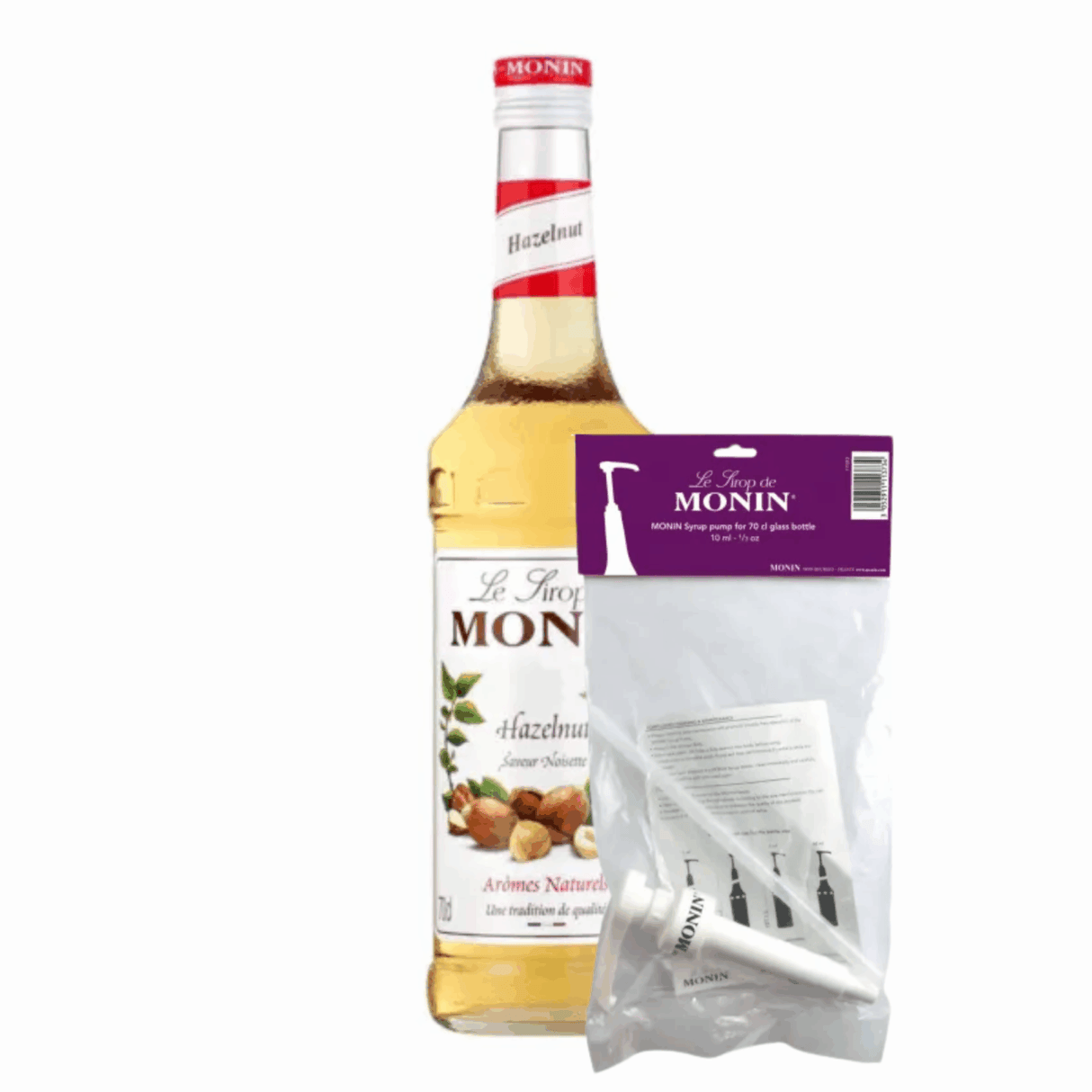 Monin sciroppo nocciola noisette (70 cl) + pompetta sciroppo (10ml)