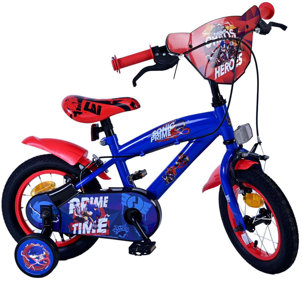 Sonic Prime Otroško kolo - Fantje - 12 palčni - modro rdeča - dve ročni zavora