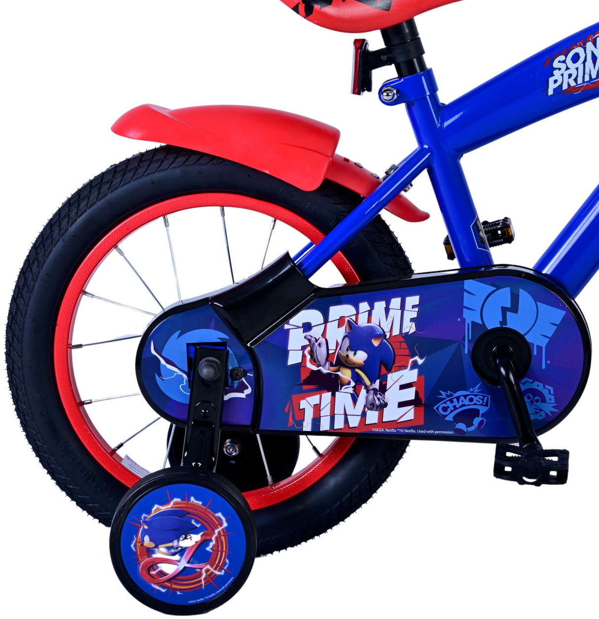 Sonic Prime Children's Bicycle - Boys - 14 Inch - Blue Red