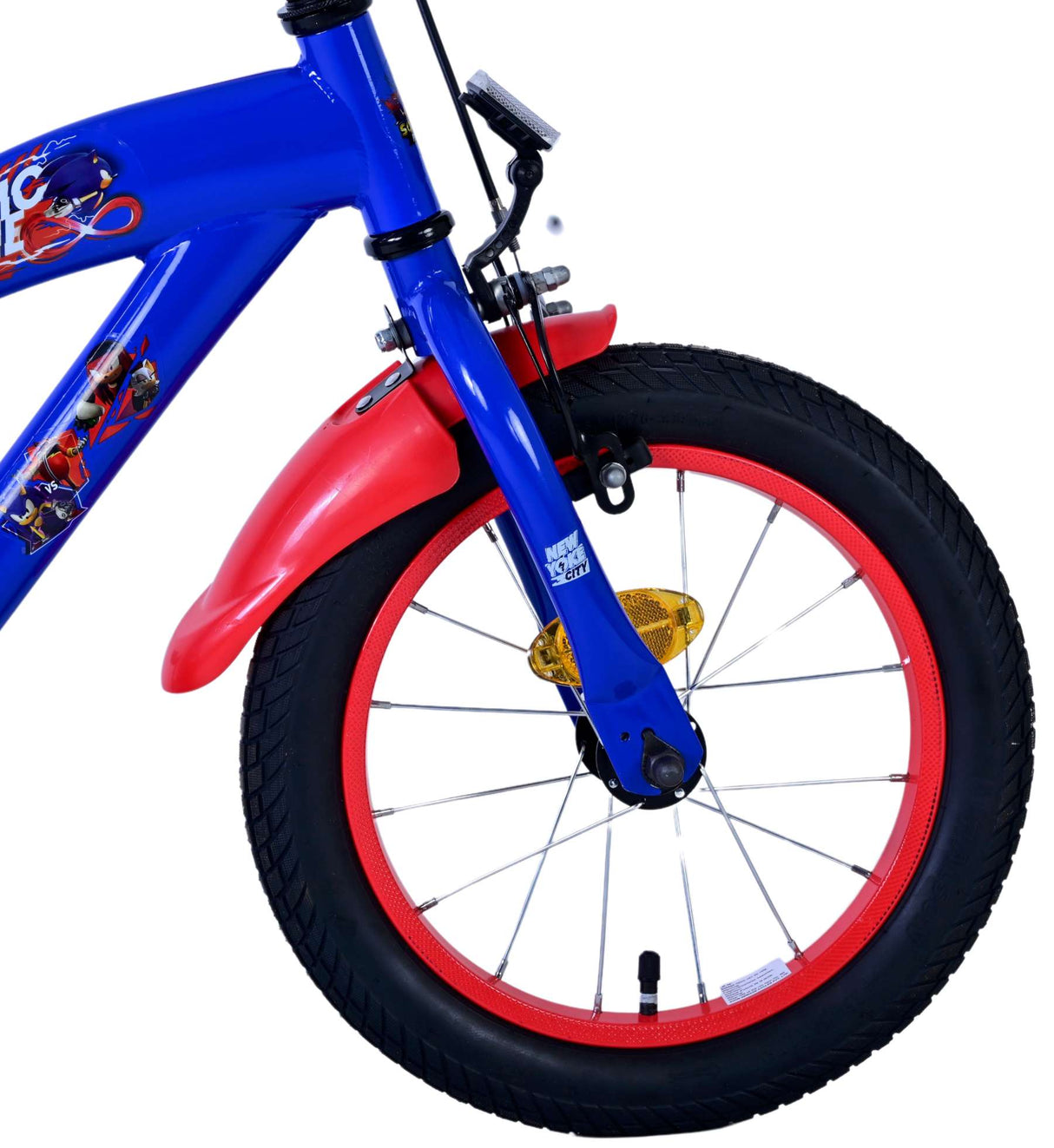 Sonic prime kinderfiets - jongens - 14 inch - blauw rood