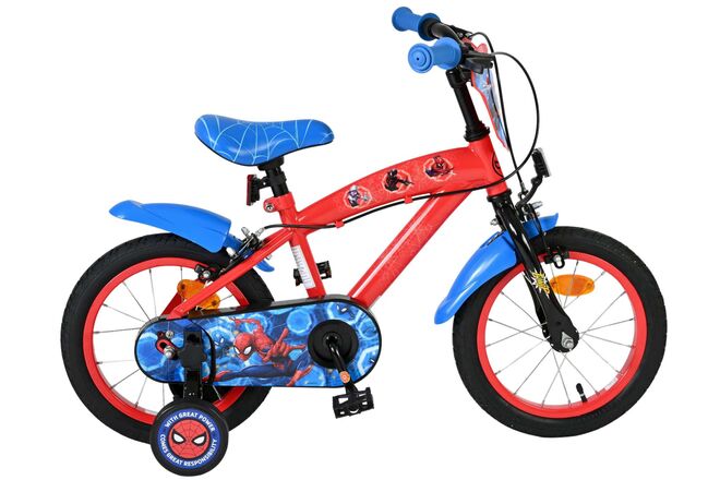 Spiderman spider-man kinderfahrrad - jungen - 14 zoll - blau rot - zwei handbremsen