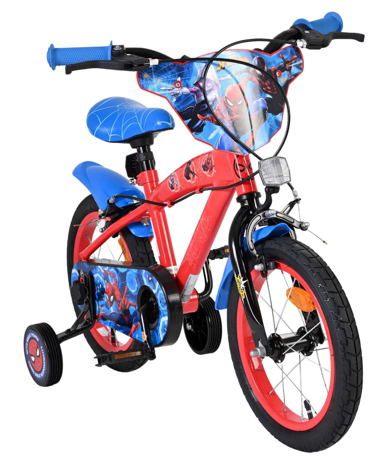 Spiderman spider-man kinderfahrrad - jungen - 14 zoll - blau rot - zwei handbremsen