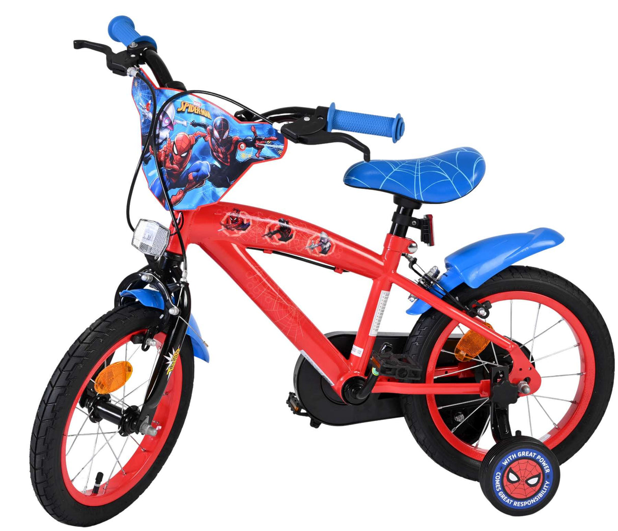 Spiderman spider-man kinderfahrrad - jungen - 14 zoll - blau rot - zwei handbremsen