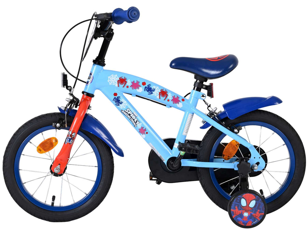 Spidey und seine tollen freunde spidey kinderfiets - jongens - 14 inch - blue red - twee handbrakes