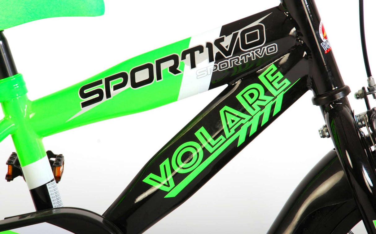 Volare Sportivo Children's Bike Boys 14 inch Neon Green Black 95% assembled