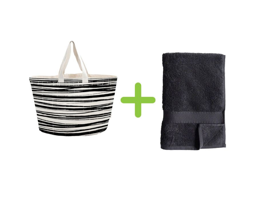 Borsa da spiaggia di Bo Wevil + asciugamano da bagno (100x180 cm) - Antracite