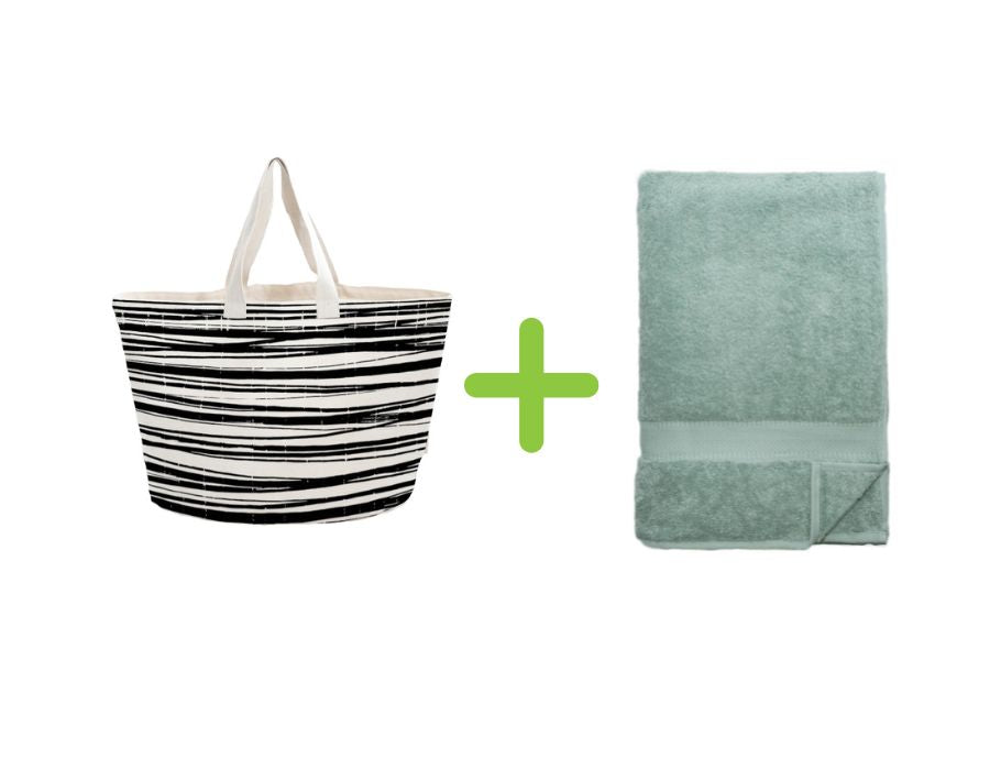 Bo Weevil beach bag + bath towel (100x180 cm) - mineral green
