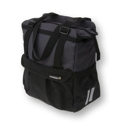 Basil Shopper XL - Sporty and trendy bicycle bag for groceries and beach, black anthracite, 20L