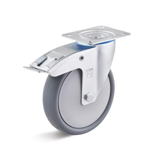 Torwegge zwenkwiel m rem termoplastisch ø80 kunststof