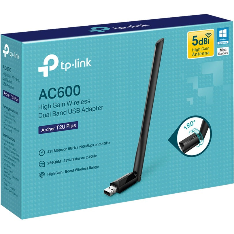 TP-Link Archer T2U Plus AC600 Wireless High-Gain Dual-Ban