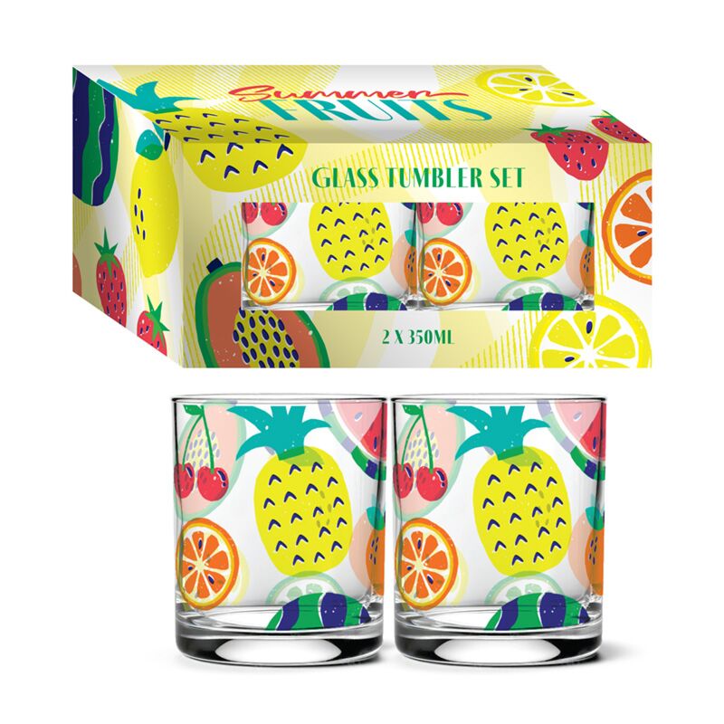 Sommer Obst -Set 2 Gläser Trinkgläser 350 ml