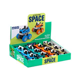 Space travel friction push pull action toy