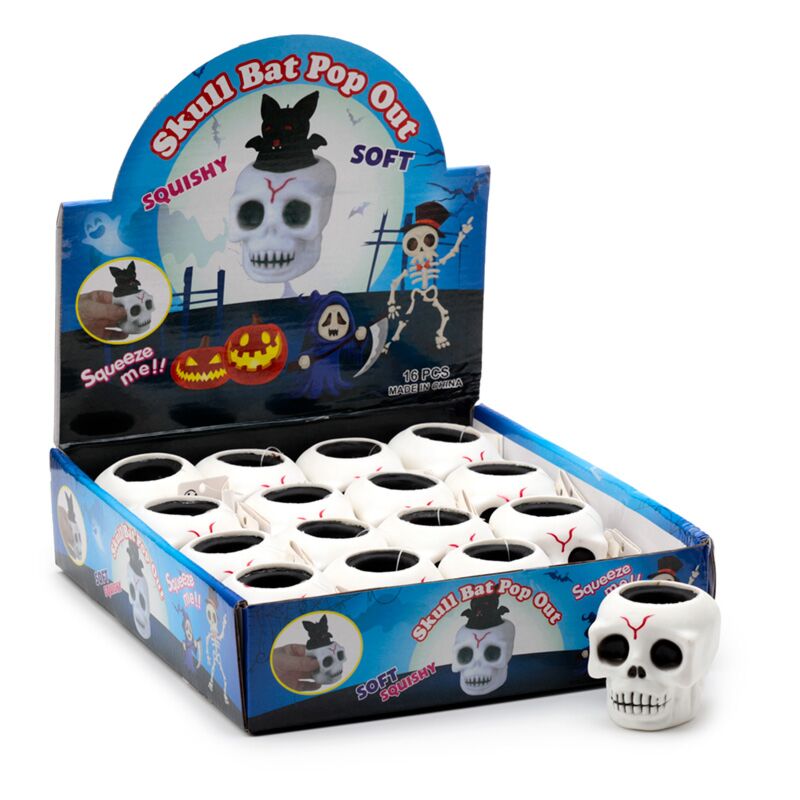 Skull bat pop out squeezable toy