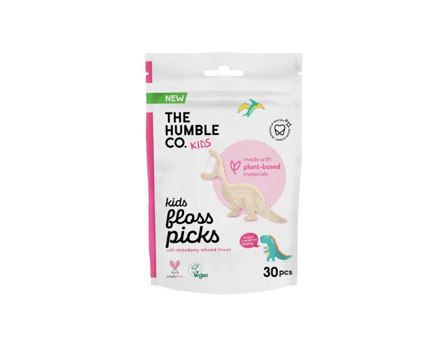 The Humble Co. dental floss - kids - strawberry - 30 pieces