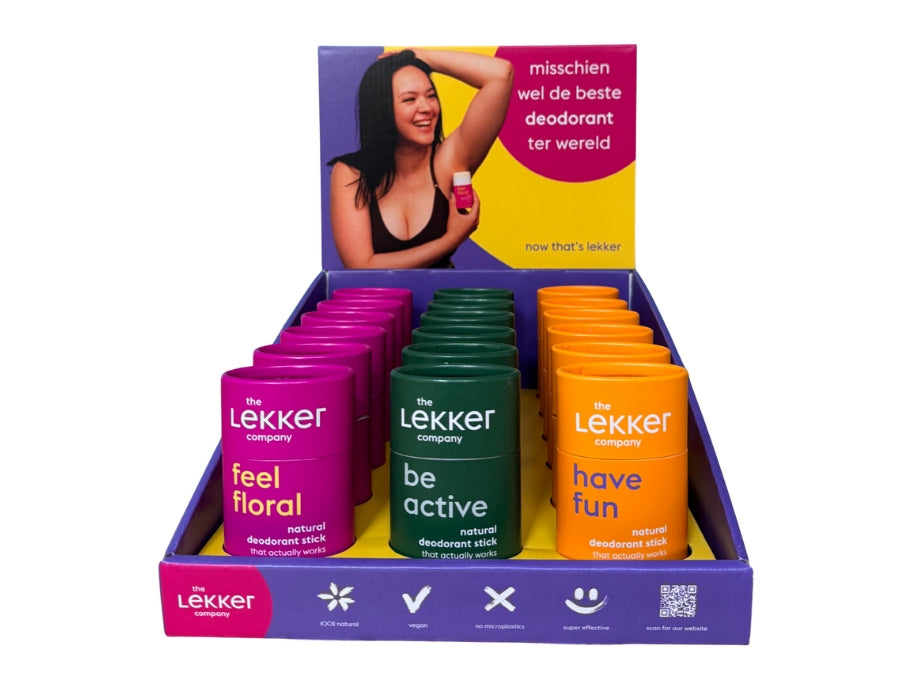 The Lekker Company display deodorant sticks - 3 x 6 pieces