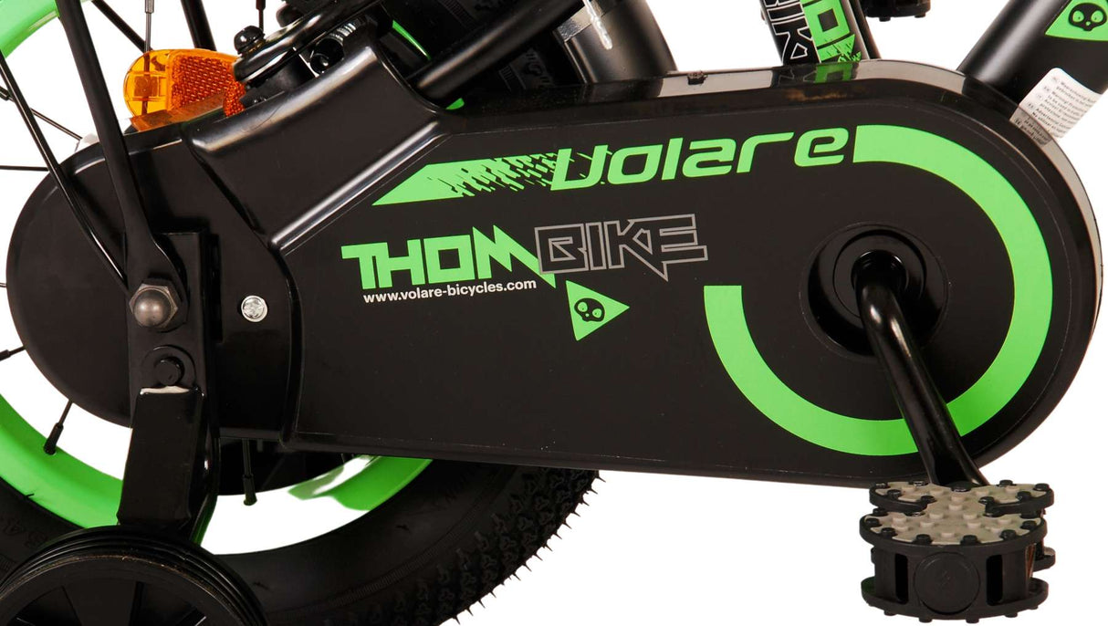Volare Thombike Children's Bike Boys 12 inch Black Green Two Hand brakes
